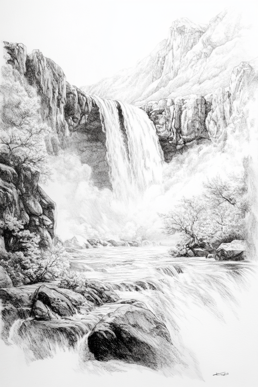 Waterfall_Drawing_2