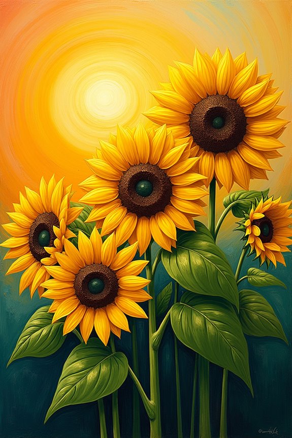 bold sunflowers with texture
