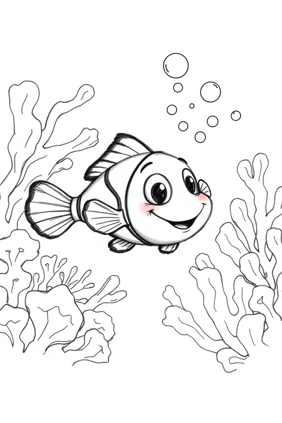 cartoonish clownfish coral reef