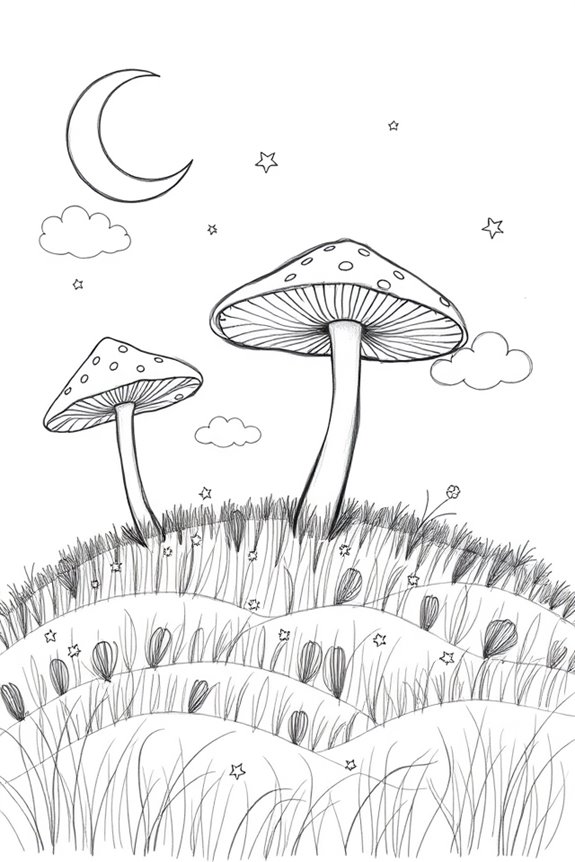 celestial mushrooms and stars