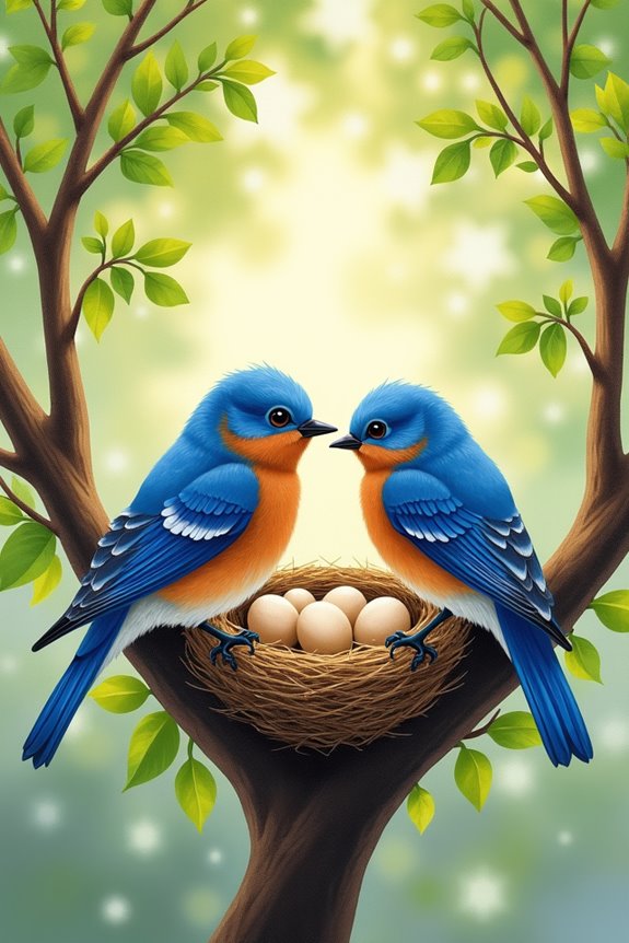 charming bluebirds nesting delightfully
