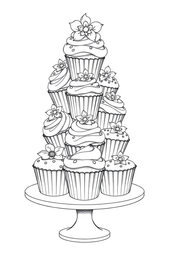 charming colorful cupcake display