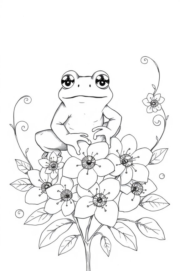 charming frog among flowers