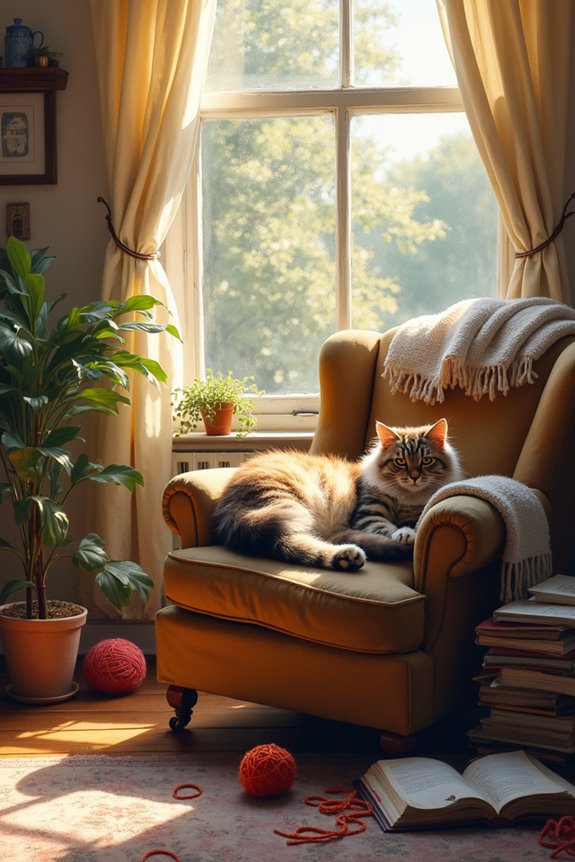 cozy cat in sunlight