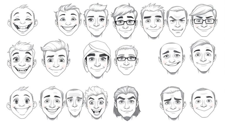 creative character face sketches
