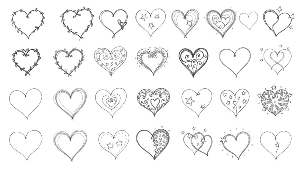 creative romantic heart drawings