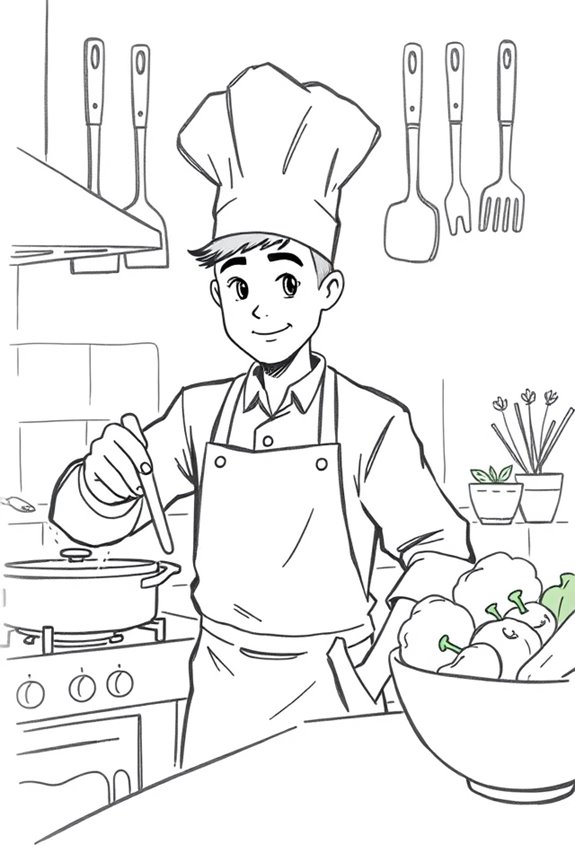 creative young chef cooking