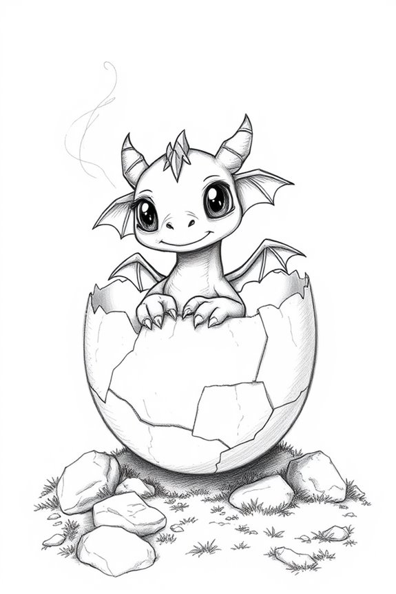 curious baby dragon emerging