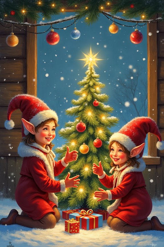 cute festive elf characters