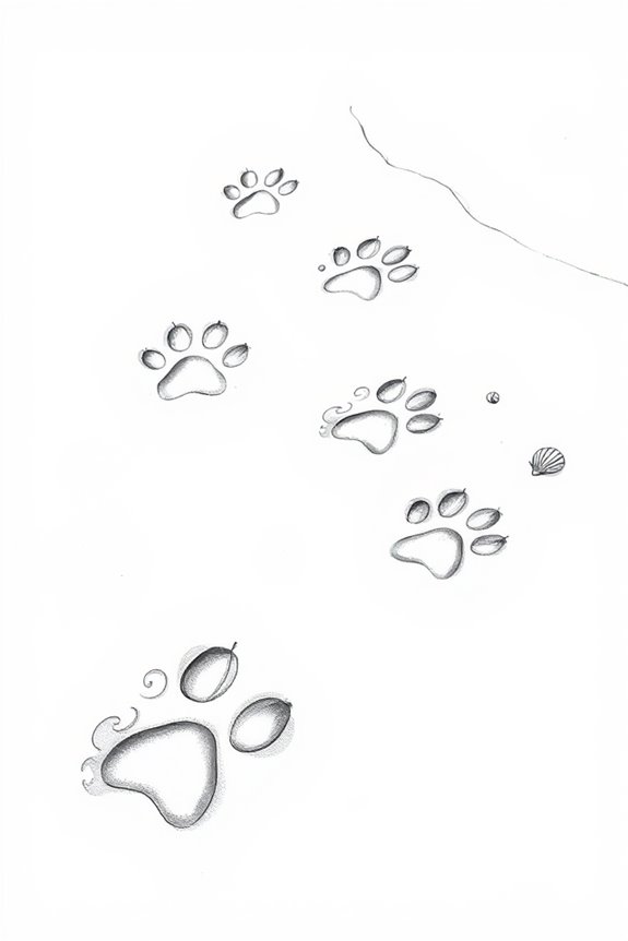 dog paw prints beach