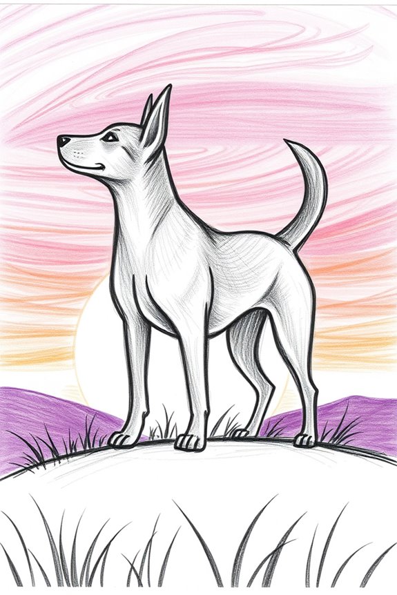 dog silhouette at sunset