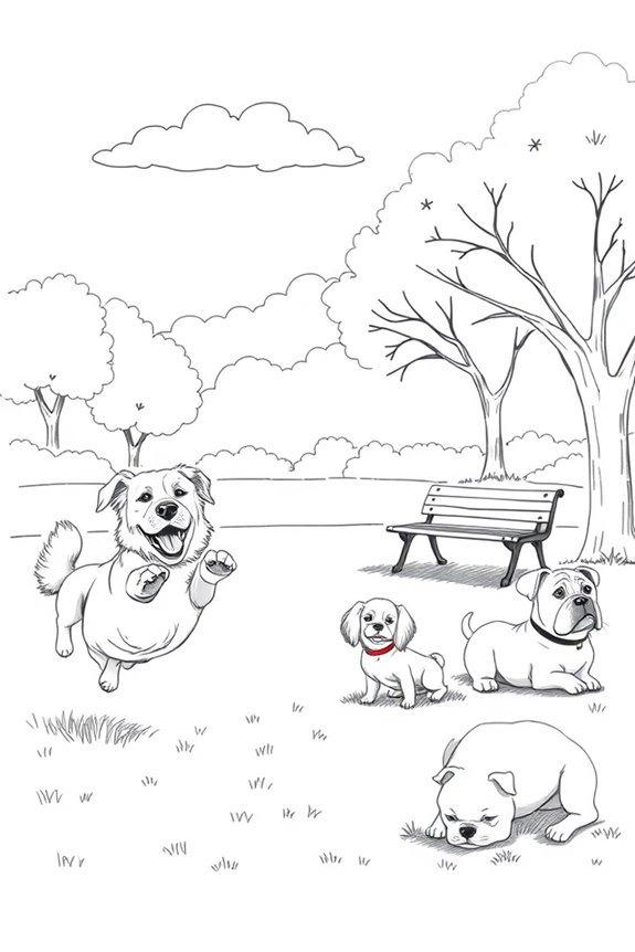 dogs playing in park