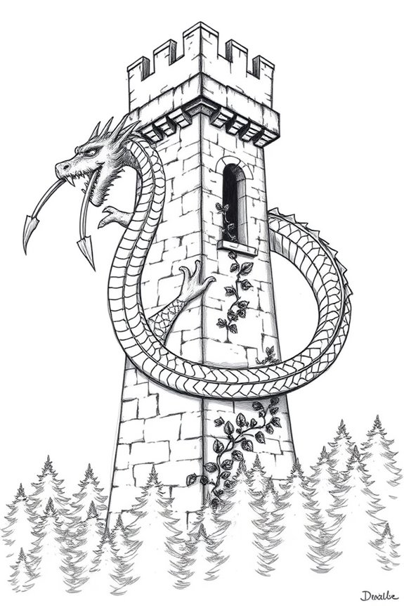 dragon coiled around tower