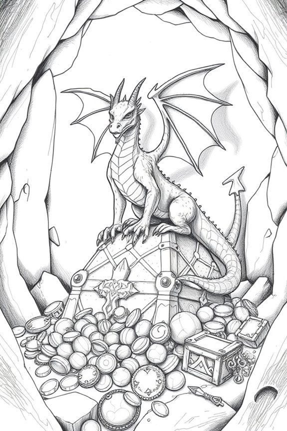 dragon fiercely guards treasure