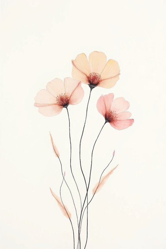 elegant minimalist flower drawings