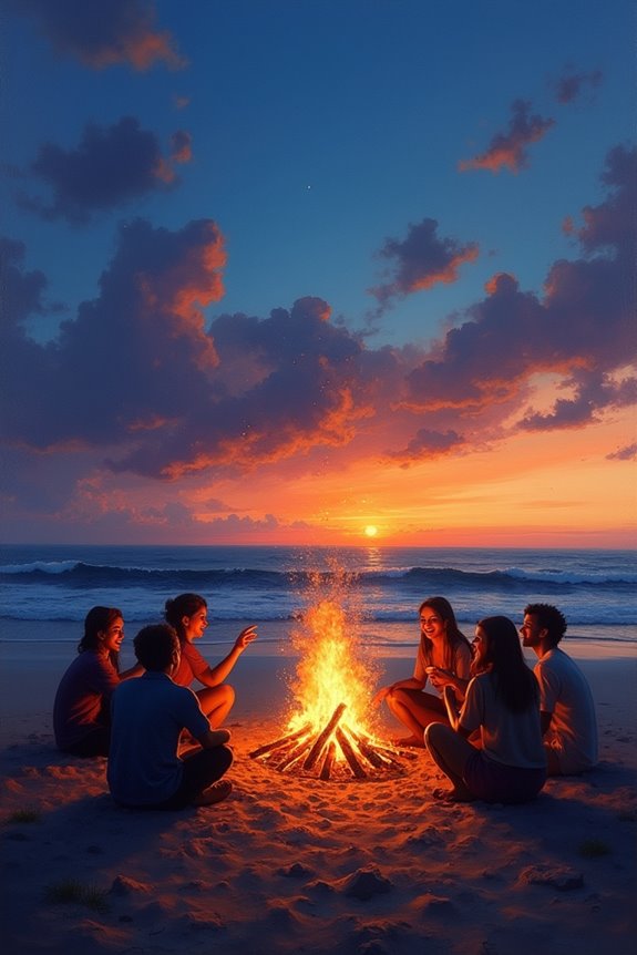enchanting beach bonfire dusk