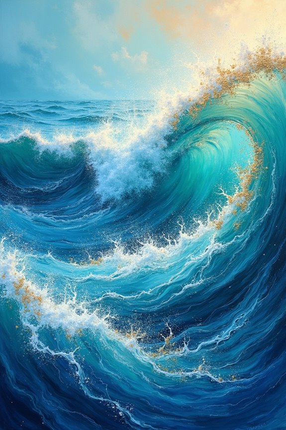 expressive abstract ocean painting