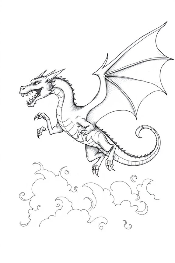 fierce dragon soaring majestically