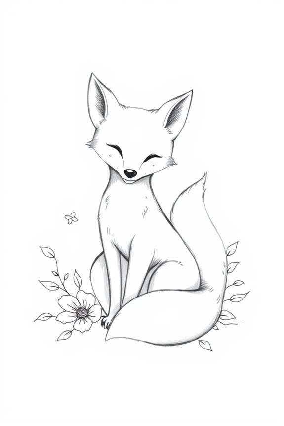 floral accents on fox