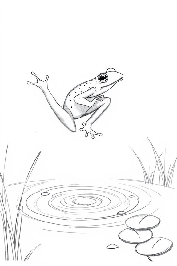 frog leaps over stream