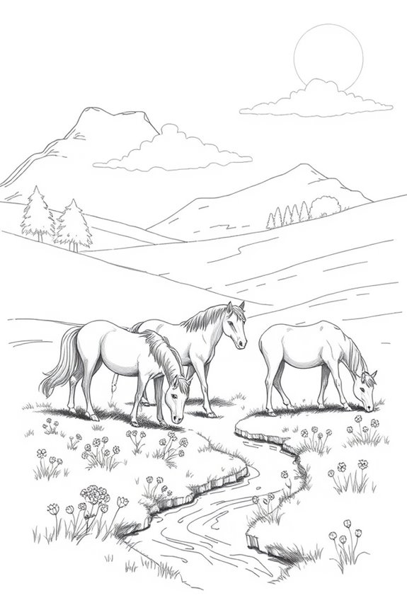 horses in serene landscape