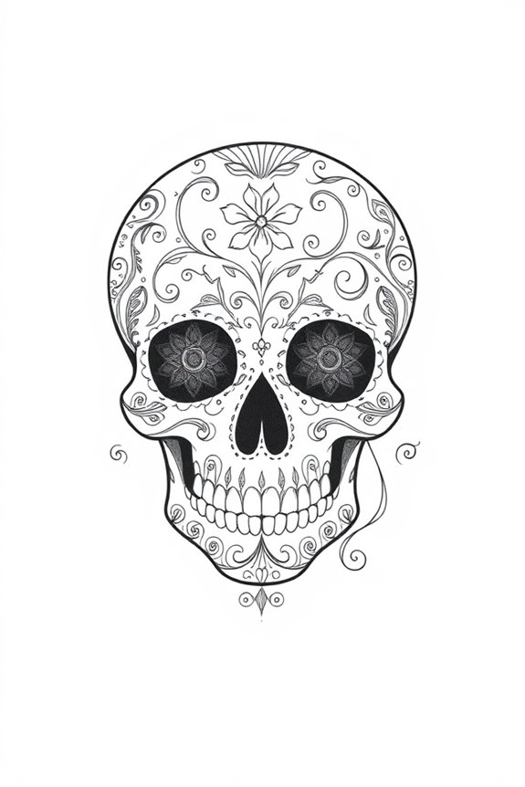 intricate patterned skull designs