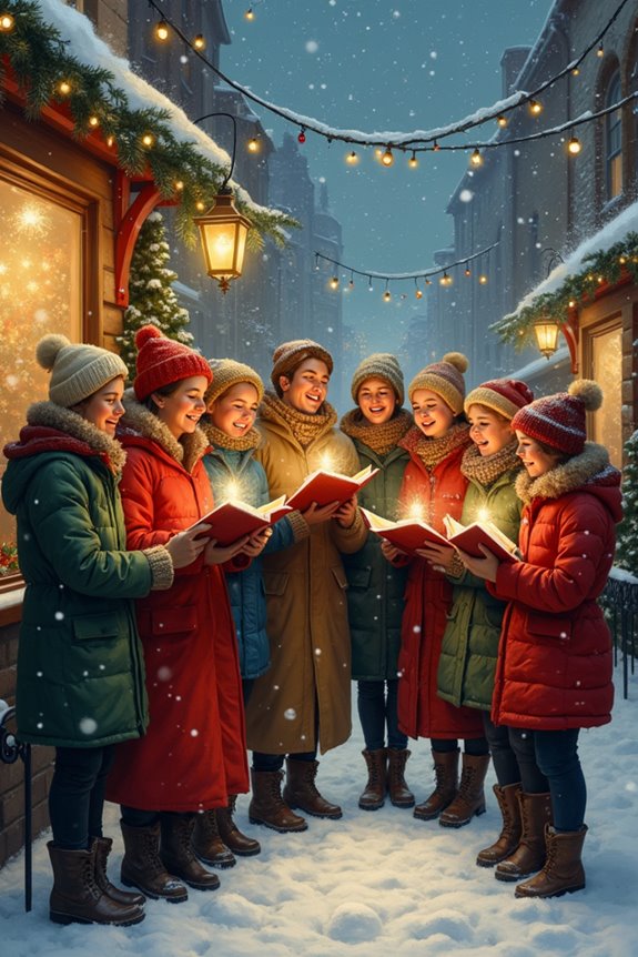 joyful carolers spreading cheer