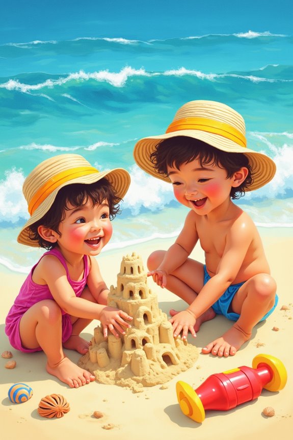 joyful sandcastle building fun