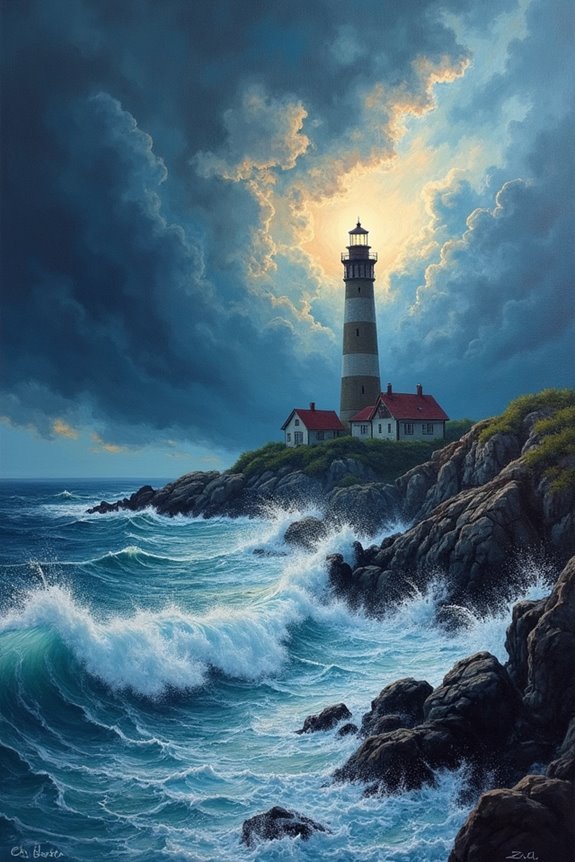 lighthouse amidst stormy chaos