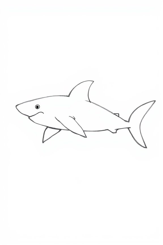 minimalist shark drawing guide