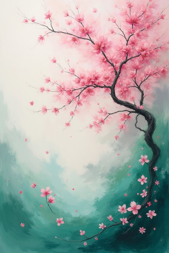 modern abstract cherry blossoms