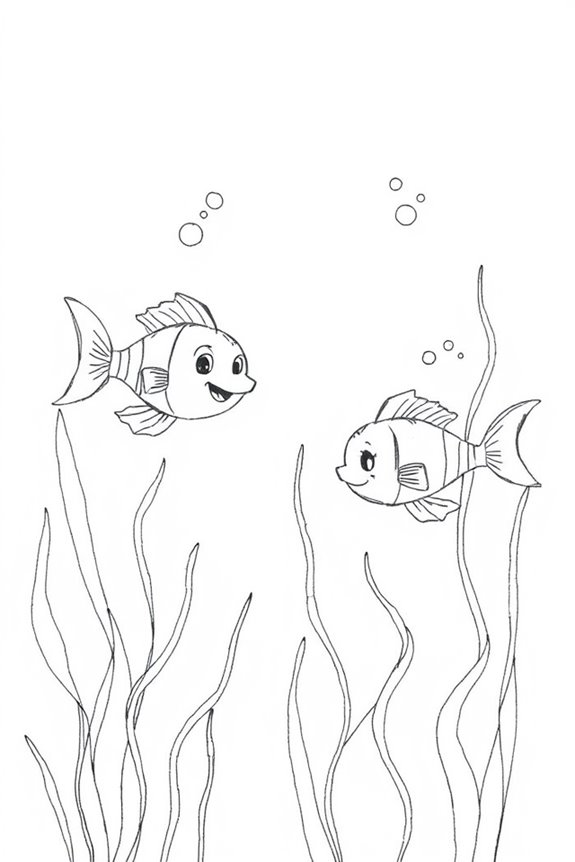 playful fish amidst seaweed