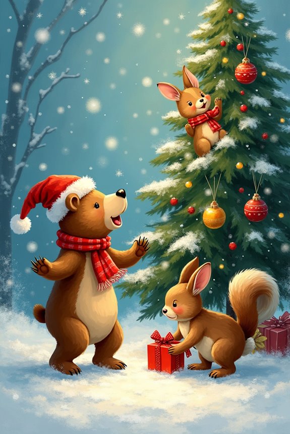 playful holiday animal artwork