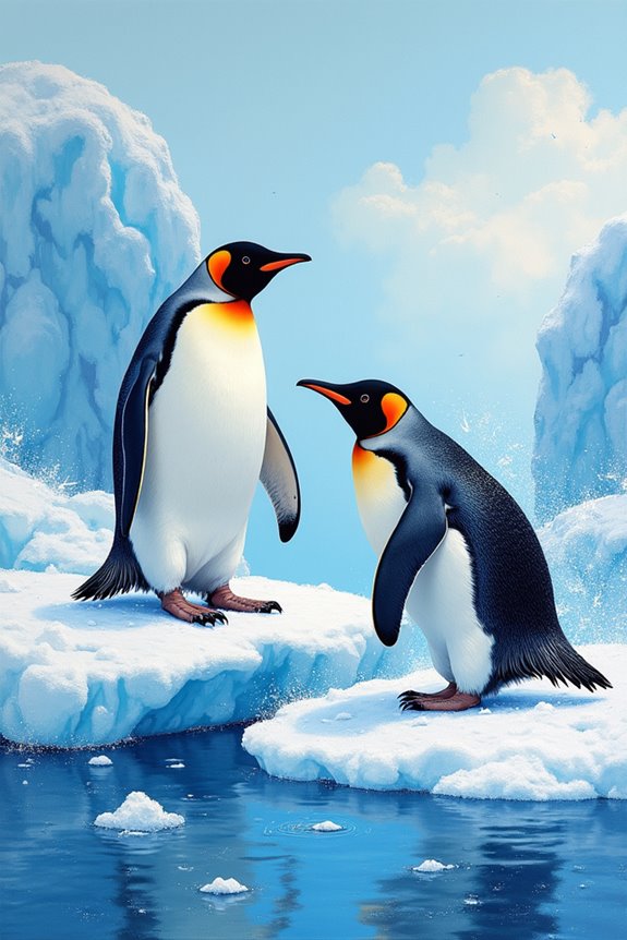 playful penguins on ice