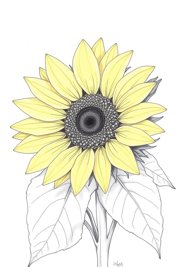 realistic sunflower drawing techniques