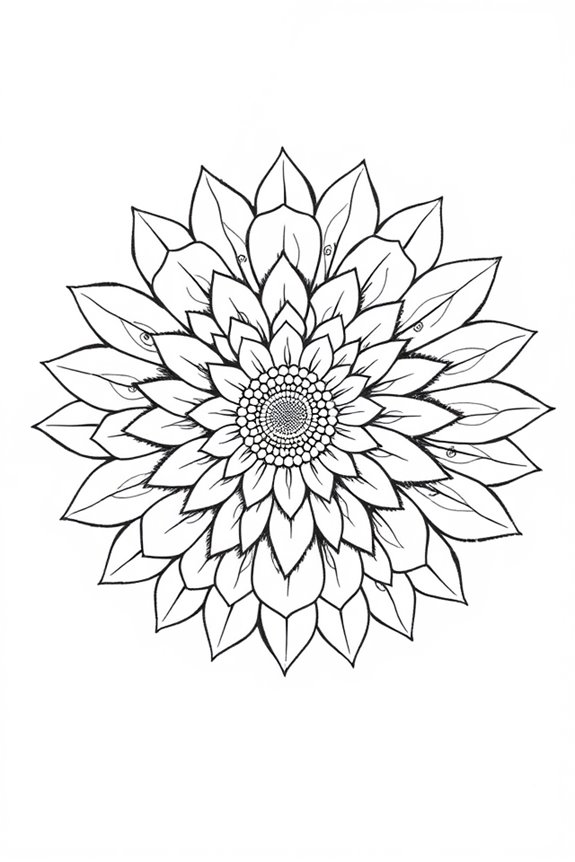 relaxing sunflower mandala design