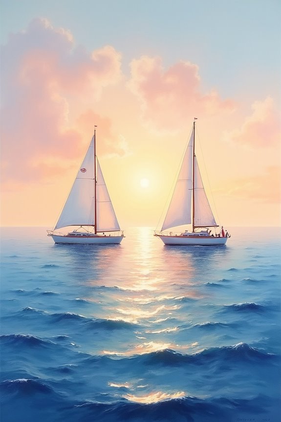 sailboats gliding on tranquility