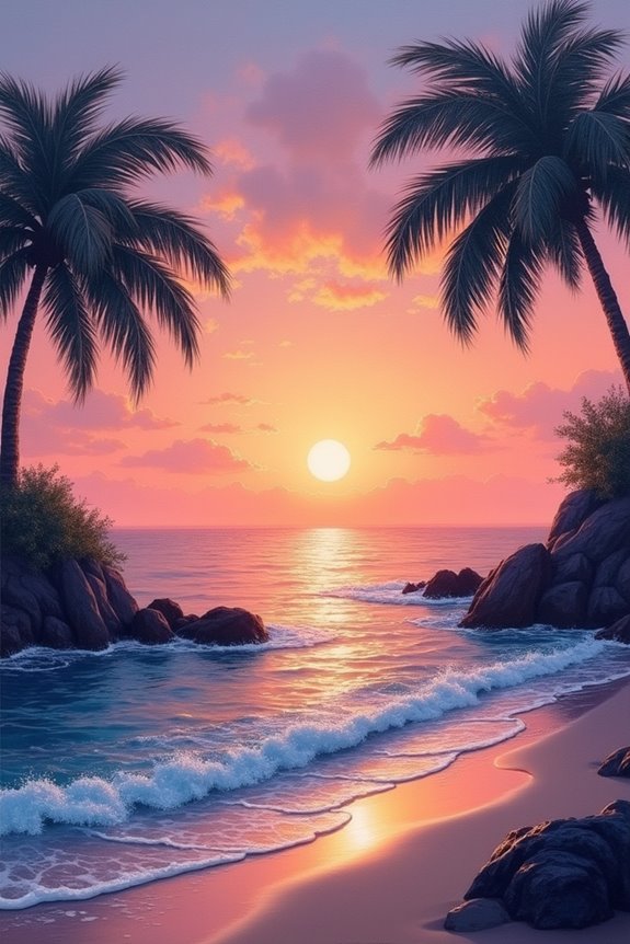 serene ocean sunset painting