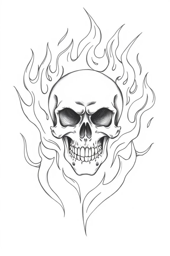skull and fiery transformation