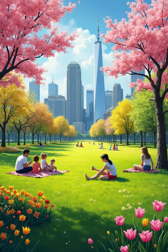 springtime urban park vibrancy