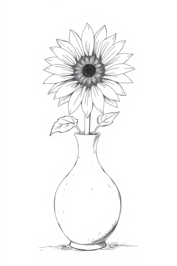 sunflower in vintage vase