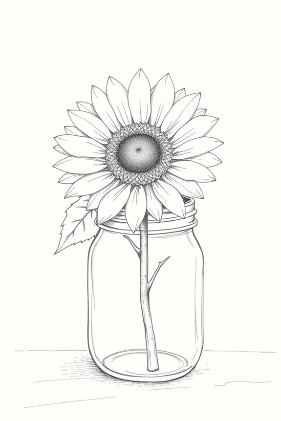 sunflower jar drawing techniques