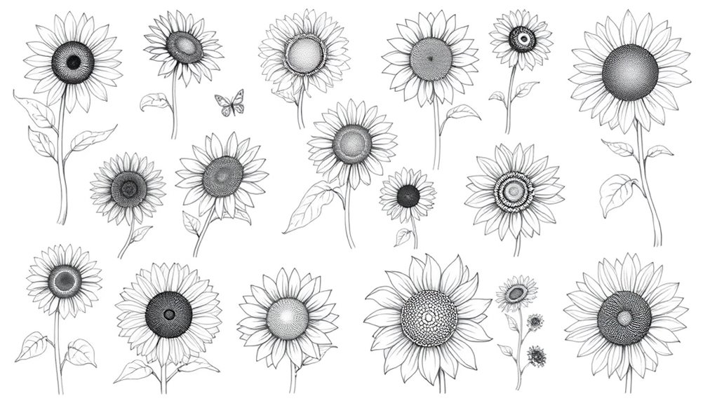sunflower sketching inspiration ideas