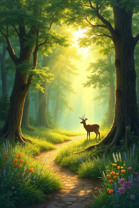 sunlit forest glade tranquility