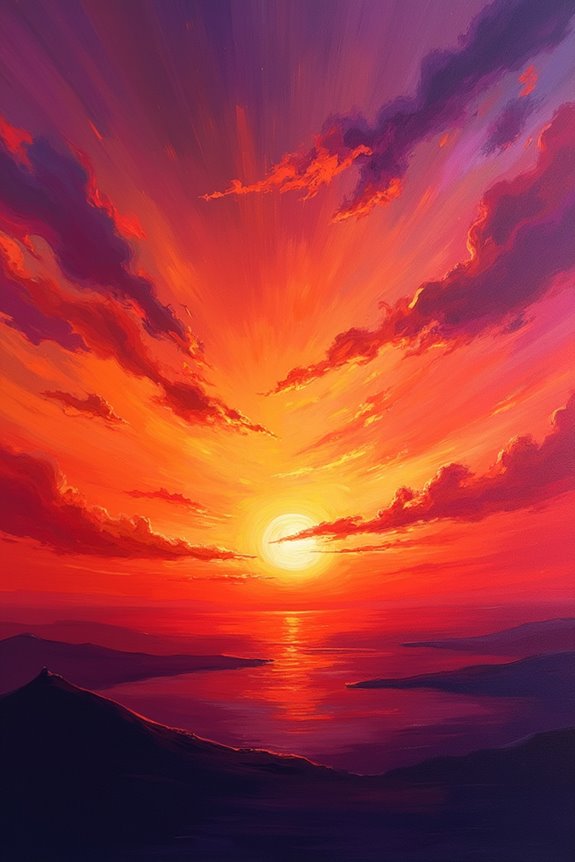 vibrant abstract sunset painting