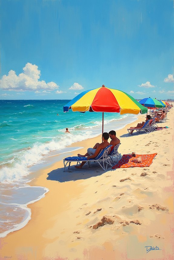 vibrant beach umbrellas painting
