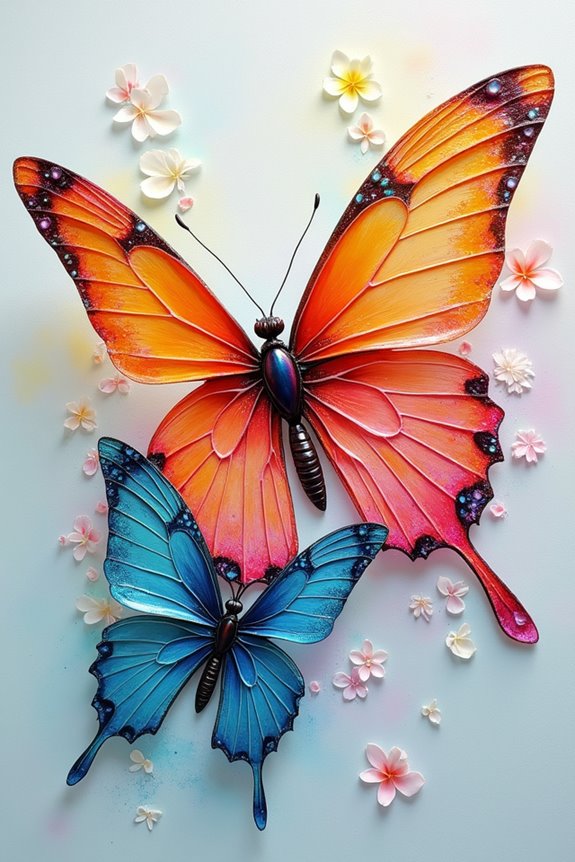 vibrant encaustic butterfly art