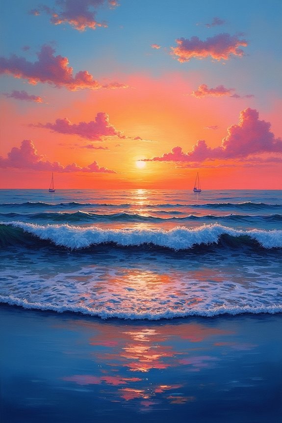 vibrant ocean sunset hues