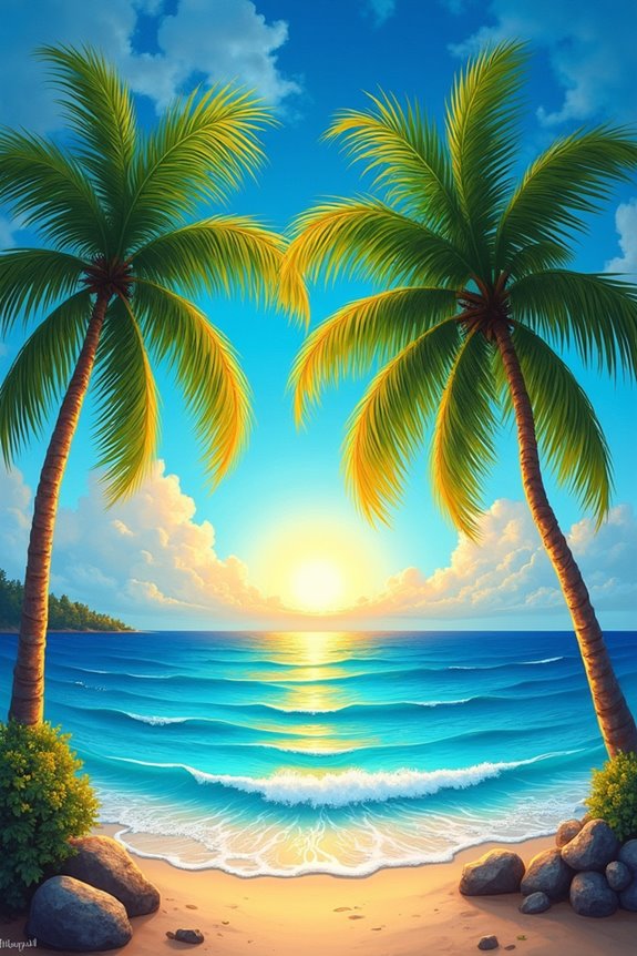 vibrant palm tree artistry