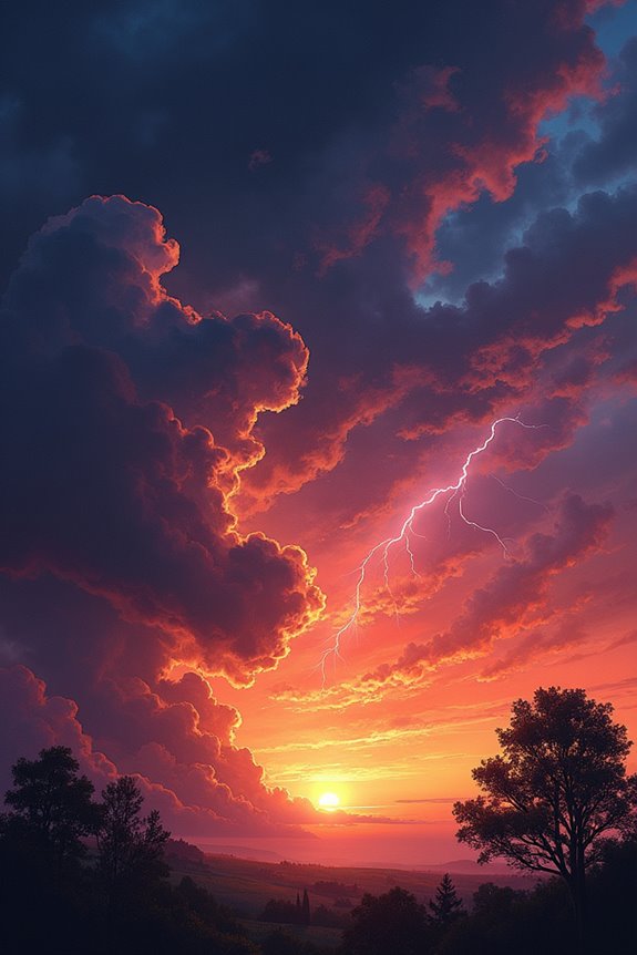 vibrant stormy sunset hues